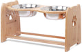 Raised Pet Bowls for Cats and Dogs, Adjustable Bamboo Elevated Dog Cat Food and Water Bowls Stand Feeder with 2 Stainless Steel Bowls and anti Slip Feet (Height 5.1" to 7.5" to 10")