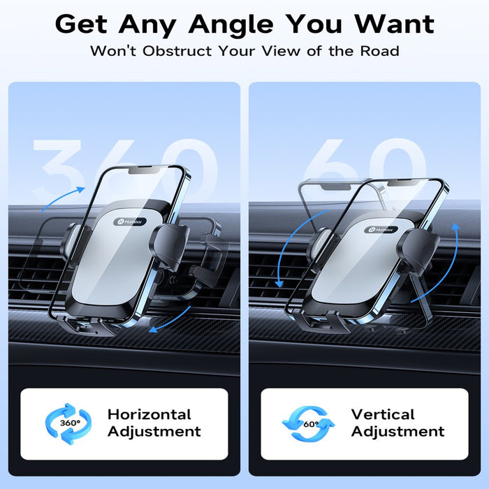 [2023 OVER-THE-TOP Stabiility]  Phone Mount for Car Vent Clip Universal Grey Car Phone Holder Mount Hands-Free Cell Phone Holder for Car Air Vent Clip for Iphone 14 Samsung Note ＆ All Phones