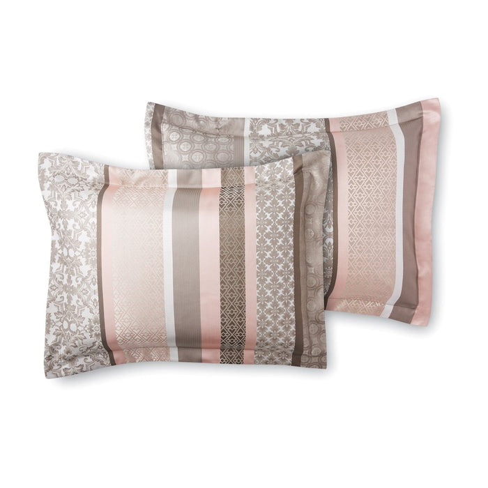 Mainstays 7-Piece Princeton Woven Jacquard Comforter Set, Blush Stripe, Full/Queen