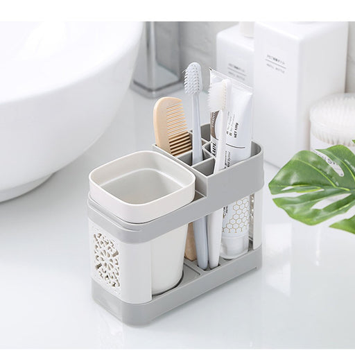 Single Cup Toothbrush Toothpaste Stand Holder Bathroom Storage Organizer Plastic