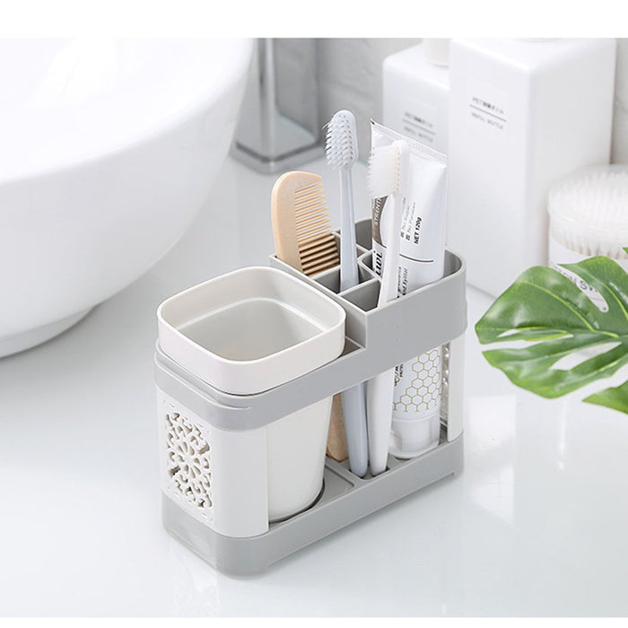 Single Cup Toothbrush Toothpaste Stand Holder Bathroom Storage Organizer Plastic