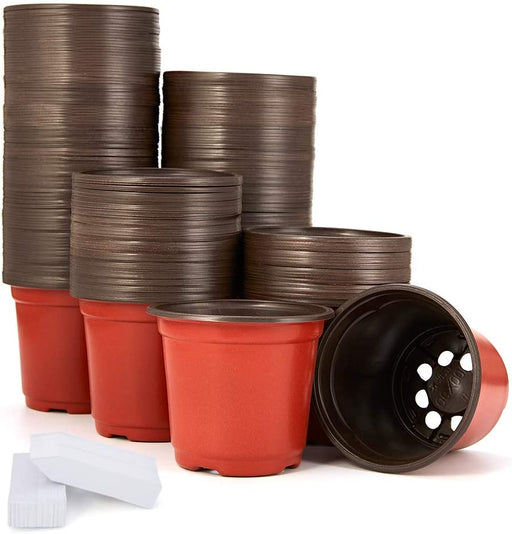 200-Pack 4 Inch Plastic Plant Nursery Pots Come with 200 Pcs Plant Labels, Seedling Flower Plant Container and Seed Starting Pots