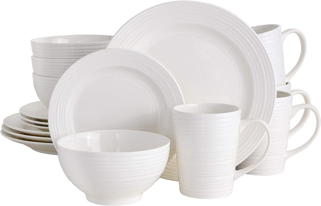 Gibson Home Amelia Court Porcelain Dinnerware Set, Service for 4 (12Pcs), White (Soft Square)
