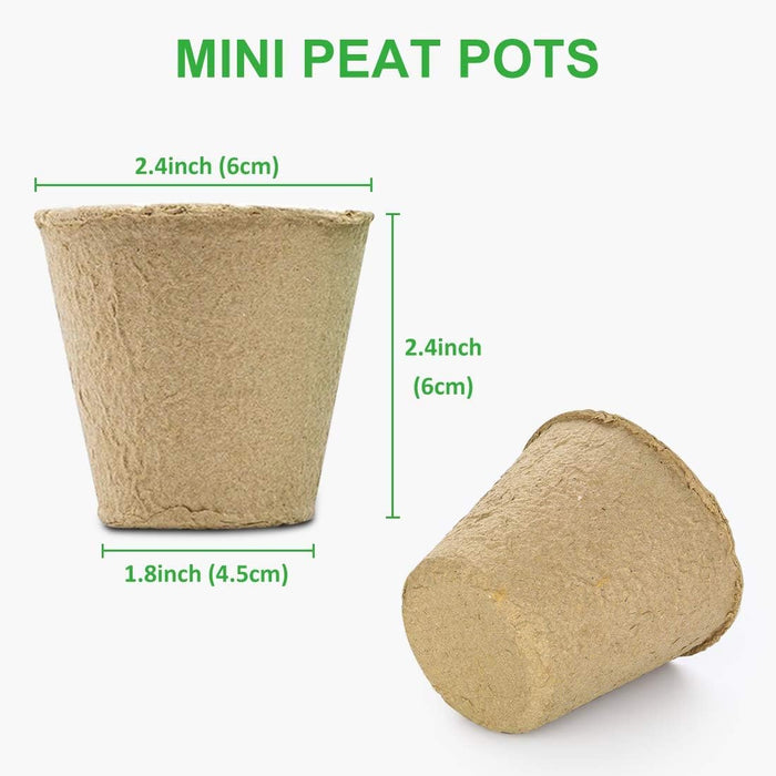 60 Packs 2.4 Inch Peat Pots Plant Starters for Seedling with 25 Pcs Plant Labels, Biodegradable Herb Seed Starter Pots Kits, Garden Germination Nursery Pot