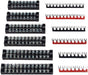 Terminal Block and Strip - 12Pcs (6 Sets) 4 Positions Dual Row 600V 25A Screw Terminal Strip Blocks with Cover + 400V 25A 4 Positions Pre-Insulated Terminals Barrier Strip Black & Red
