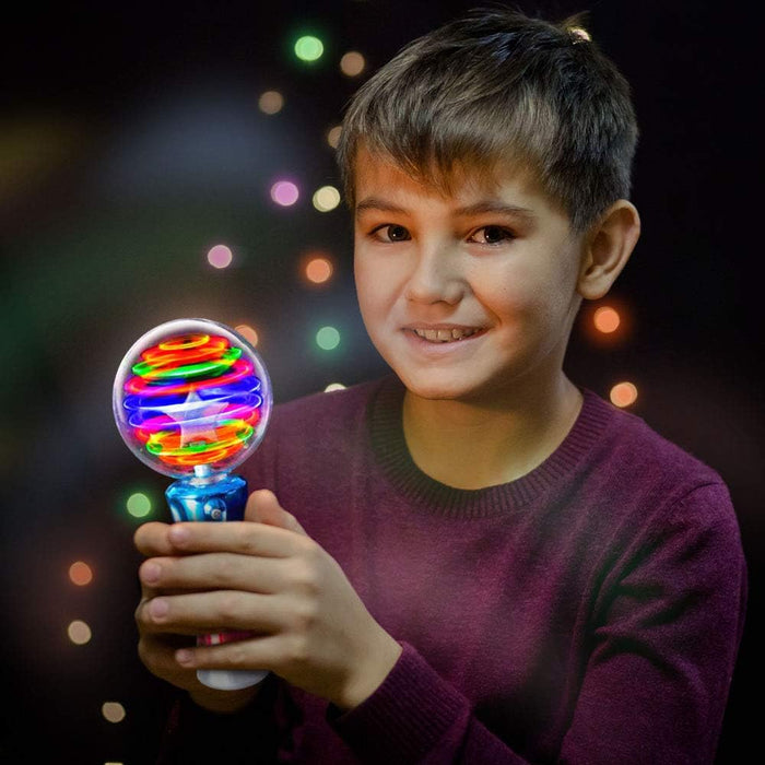 Light up Magic Ball Toy Wand for Kids - Flashing LED Wand for Boys and Girls - Spinning Lights and Colors - Fun Gift, Entertainment for Parties and Autism Sensory Rooms, Classroom Prizes