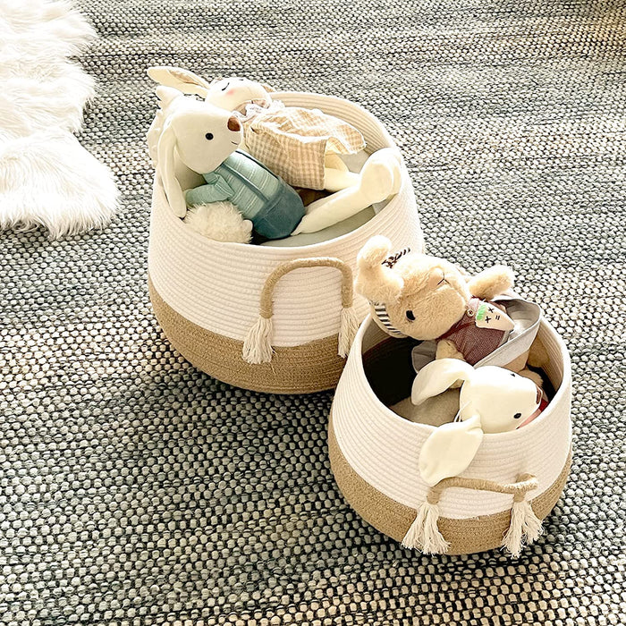 Large Basket for Toys-15.7"X 11.8"-Boho Baskets for Living Room,Bedroom,Nursery | Large Woven Baskets, Cube Basket, under Shelf Basket | Decorative Baskets for Home Decor