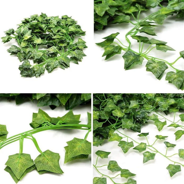 12 Pack Fake Vines for Room Decor with 100 LED String Light Artificial Ivy Garland Hanging Plants Faux Greenery Leaves Bedroom Aesthetic Decor for Home Garden Wall Wedding