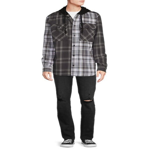 Men'S and Big Men'S Hooded Flannel Shirt with Long Sleeves, Sizes up to 5X