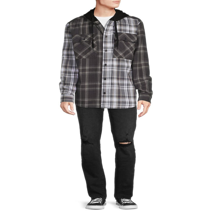 Men'S and Big Men'S Hooded Flannel Shirt with Long Sleeves, Sizes up to 5X