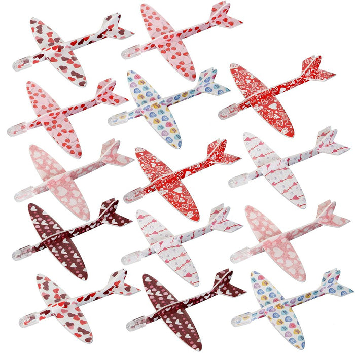 28 Valentines Day Greeting Cards with Foam Airplanes Toy for Kids Valentine’S Planes Party Favors Gift Supplies, School Classroom Exchange Prizes