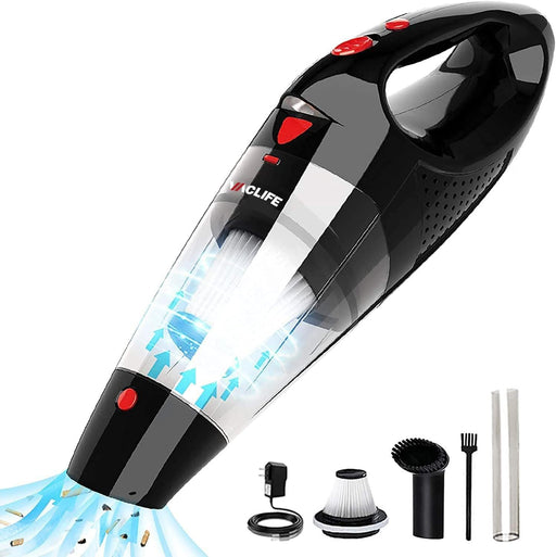 Handheld Vacuum, Car Vacuum Cleaner Cordless, Mini Portable Rechargeable Vacuum Cleaner with 2 Filters, Red (VL188-N)