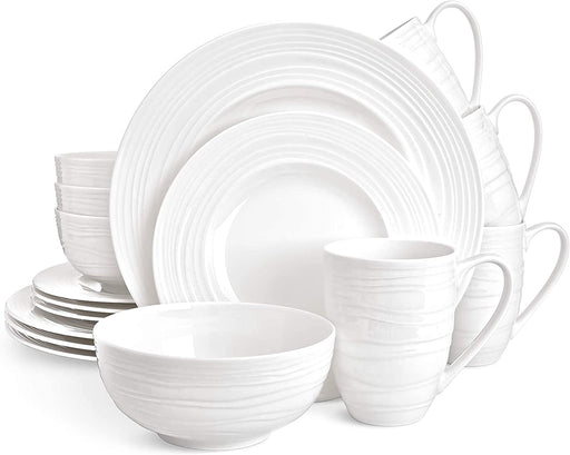 Infinity Bone China Dinnerware Set 16Pcs, round Plates (Soup Bowls, Dinner Plates, Salad Plates), Dinnerware Sets, Dinner Plates, Plates and Bowls Sets (Infinity)