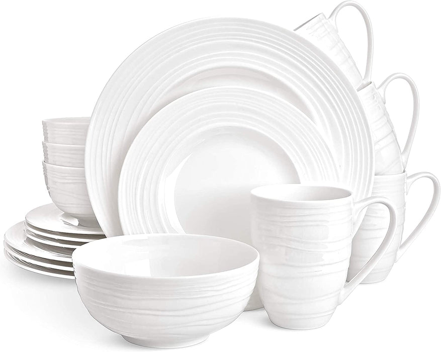 Infinity Bone China Dinnerware Set 16Pcs, round Plates (Soup Bowls, Dinner Plates, Salad Plates), Dinnerware Sets, Dinner Plates, Plates and Bowls Sets (Infinity)