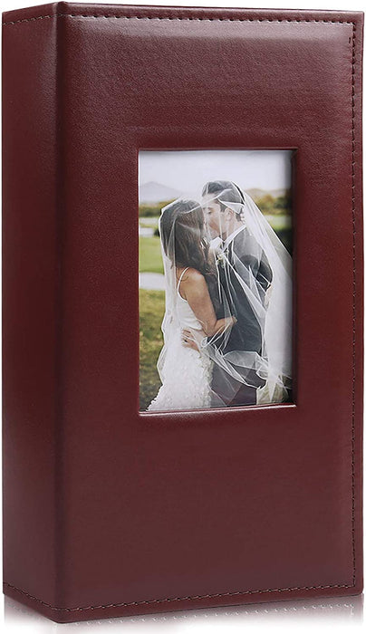 Photo Picture Album 4X6 300 Photos,Small Capacity Premium Leather Cover Wedding Family Photo Albums Holds 300 Horizontal Photos(Black)