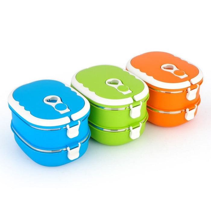 Thermal Lunch Box, 2 Layer Bento Boxes for Student/Adult,  Portable Stainless Steel Food Containers, Leak Proof Microwave Safe