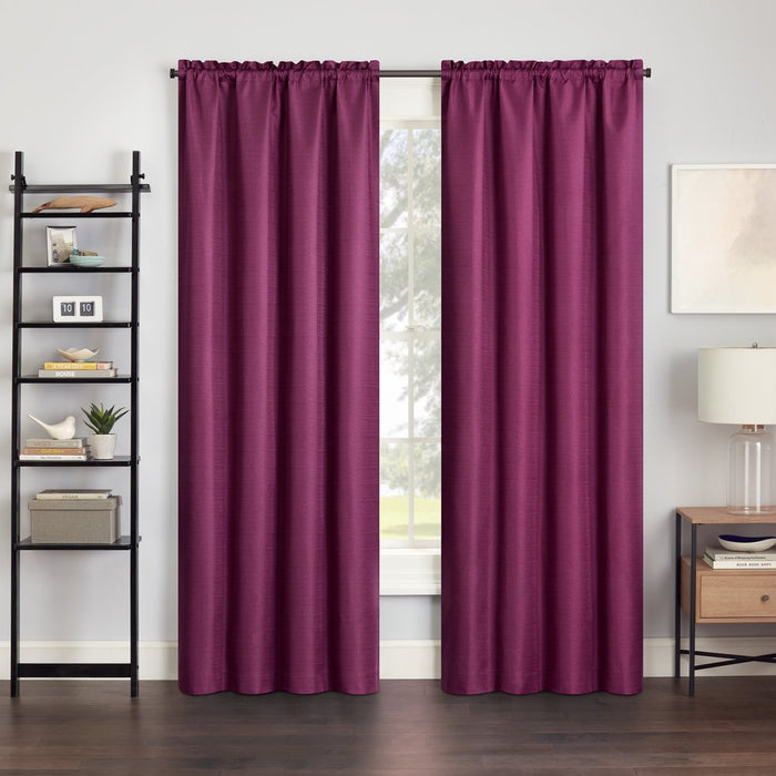 Eclipse Samara Solid Color Blackout Rod Pocket Single Curtain Panel, Boysenberry, 42 X 54