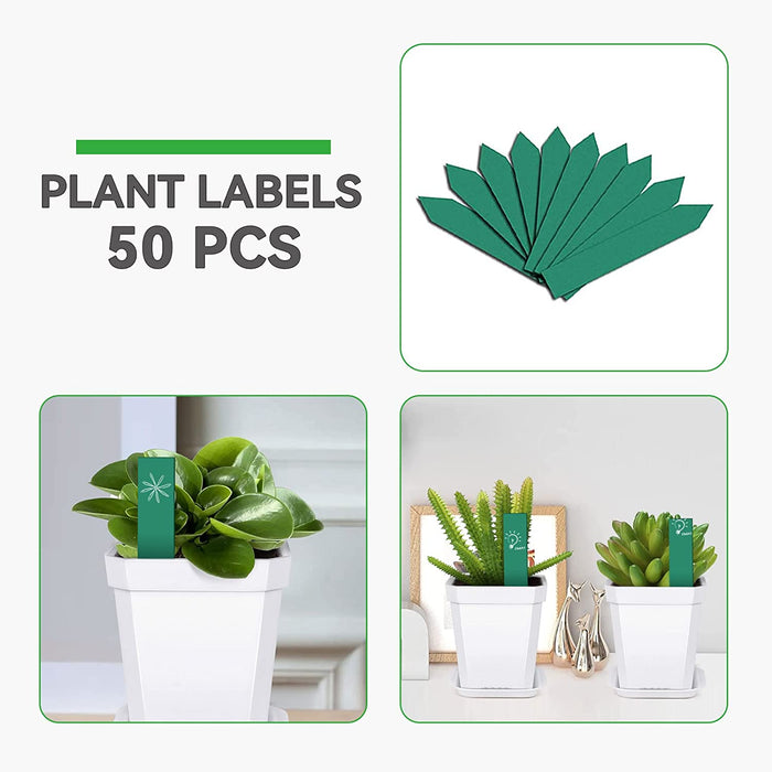 30Pcs 2.7 Inches Nursery Pots with Trays, 50Pcs Plant Labels, Thickened Square Transplanting Pots Kit, Plant Seed Starter, Drain Holes, Germination, Home Décor, Garden, Balcony, White