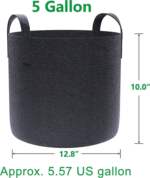 Gardzen 10-Pack 5 Gallon Grow Bags, Aeration Fabric Pots with Handles