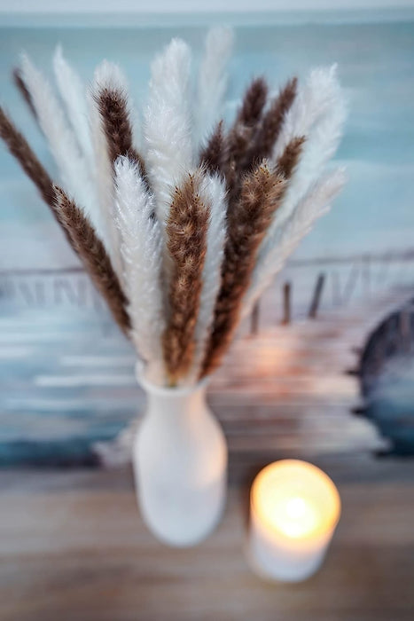 Fluffy Small Bundle of Real Natural Dried Pampas Grass Plant, Feather Length Is 25-35Cm with a Total Length of 45Cm-30 Stem Flower Arrangement for Wedding, Home Décor, Gifts