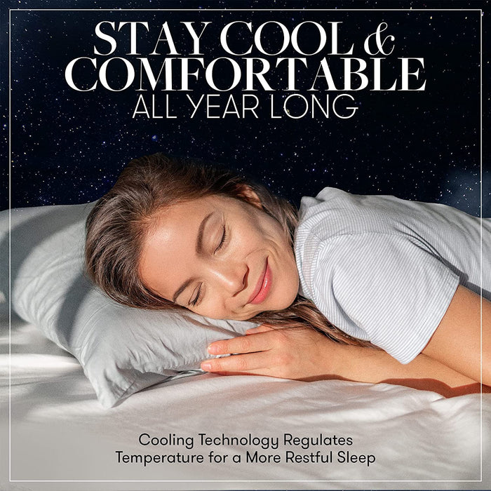 Bed Pillows Standard / Queen Size Set of 2 - down Alternative Bedding Gel Cooling Pillow for Back, Stomach or Side Sleepers