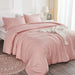 Pink Comforter Set Full Size for Girls, 3 Pieces Blush Women Plain Bedding Set & Collections, All Season Bed Set (79X90In Comforter & 2 Pillowcases)