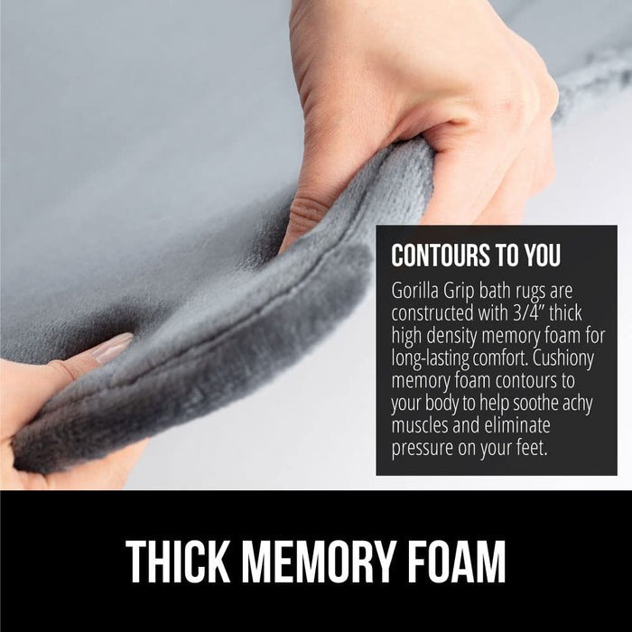 Gorilla Grip Thick Memory Foam Bath Rugs, Soft Absorbent Velvet Bathroom Mats, Durable Dots on Underside, Machine Washable Bathmat, Carpet Rug Room Decor for Shower Floor, 24X17 Mat, Graphite Gray