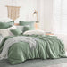 Bedding Comforter Set Queen Size, 7 Piece Boho Microfiber Bed in a Bag - Soft & Lightweight Farmhouse All Season down Alternative Comforter with Sheets for Women Men, Solid Sage Green