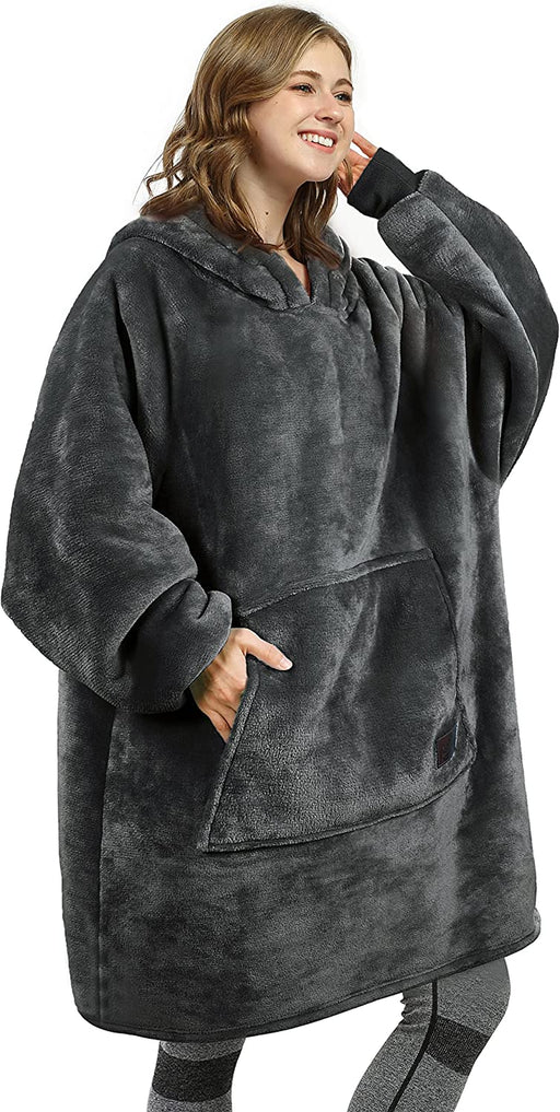 Oversized Blanket Hoodie Sweatshirt, Wearable Sherpa Lounging Pullover for Adults Women Men