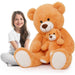 Morismos Giant Teddy Bear Mommy and Baby Bear Soft Plush Bear Stuffed Animal for Kids Girlfriend Valentine'S Day, Orange 39"