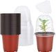 Plant Nursery Pots with Humidity Dome 4" Soft Transparent Plastic Gardening Pot Planting Containers Cups Planter Small Starter Seed Starting Trays for Seedling with 10Pcs Plant Labels，30 Sets