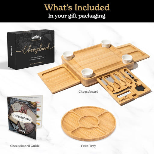 Charcuterie Boards Gift Set: Large Charcuterie Board Set, Bamboo Cheese Board Set - Unique Christmas Gifts for Women - House Warming Gifts New Home, Wedding Gifts for Couple, Bridal Shower Gift