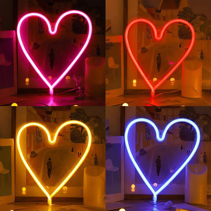 LED Neon Light Decorative Rechargeable Romantic Confession Love Heart LED Modeling Neon Light for Valentine'S Day(Warm White)