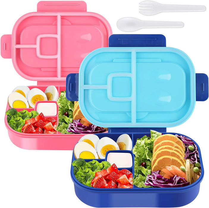 Bento Box Kit, 4 Compartments 1.3L Lunch Box Kids with Fork&Spoon, Leak-Proof Bento Box Adult Lunch Box, Lunch Box Containers for Adults Toddler, Microwaveable, Dishwasher & Freezer Safe