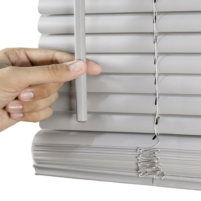 Cordless 1" Vinyl Mini Blinds Gloss Gray (Room Darkening) 16"W X 48"H