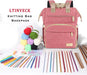 Knitting Bag Backpack,Yarn Storage Organizer Travel Crochet Bag with USB Charging Port,Large Capacity Yarn Storage Tote Bag Yarn Holder Case for Carrying Projects, Knitting Needles, Crochet Hooks Pink
