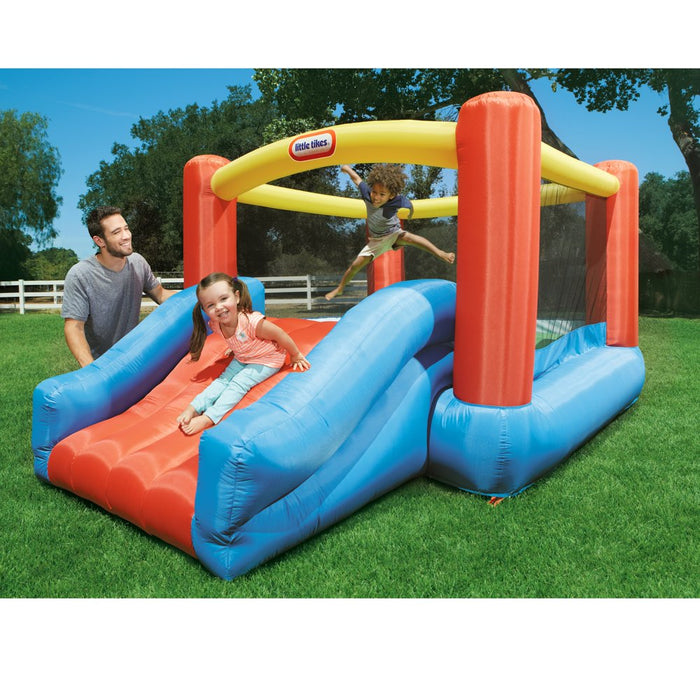 Little Tikes Jump 'N Slide 9'X12' Inflatable Bouncer, Inflatable Bounce House with Slide and Blower, Multicolor- Indoor Outdoor Toy for Kids Girls Boys Ages 3 4 5+