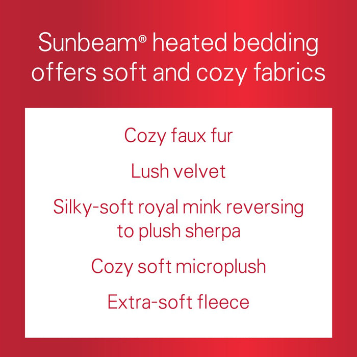 Sunbeam Heated Electric Fleece Blanket with 5 Heat Settings, Queen, Garnet