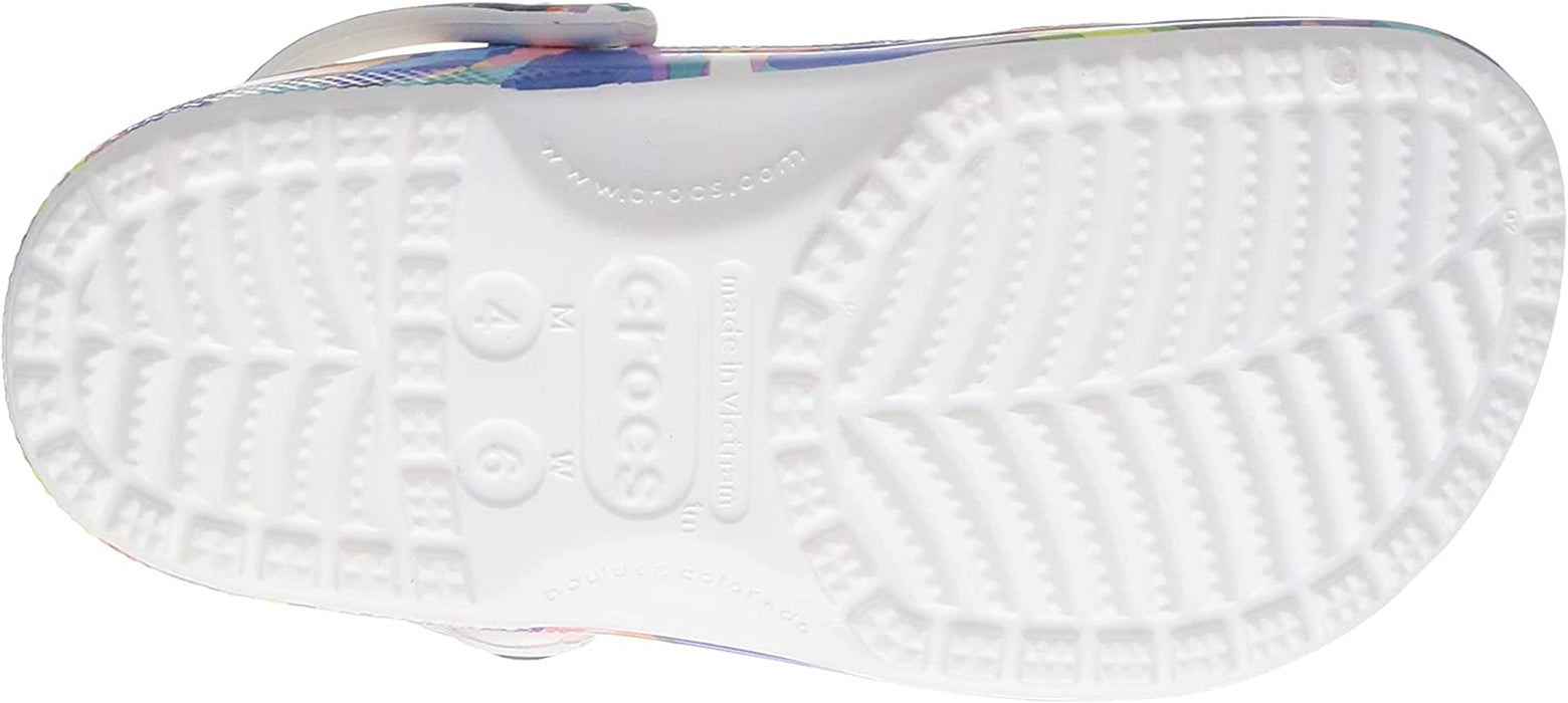 Unisex Classic Graphic Clogs, White/Multi, 8 US Men