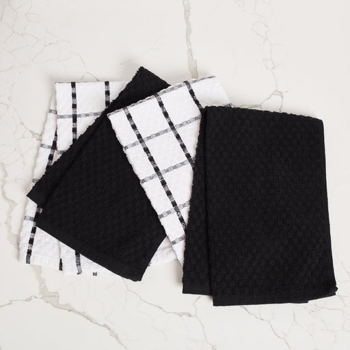 Kitchen Towels 12 Pack - Dish Towels and Dish Cloths - Hand Towel and Dishcloths Sets - 100% Soft Ring Spun Cotton - Great for Cooking in Kitchen or Household Cleaning -Size 15" X 25"
