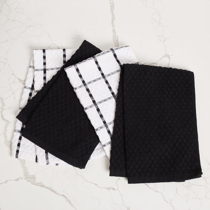 Kitchen Towels 12 Pack - Dish Towels and Dish Cloths - Hand Towel and Dishcloths Sets - 100% Soft Ring Spun Cotton - Great for Cooking in Kitchen or Household Cleaning -Size 15" X 25"