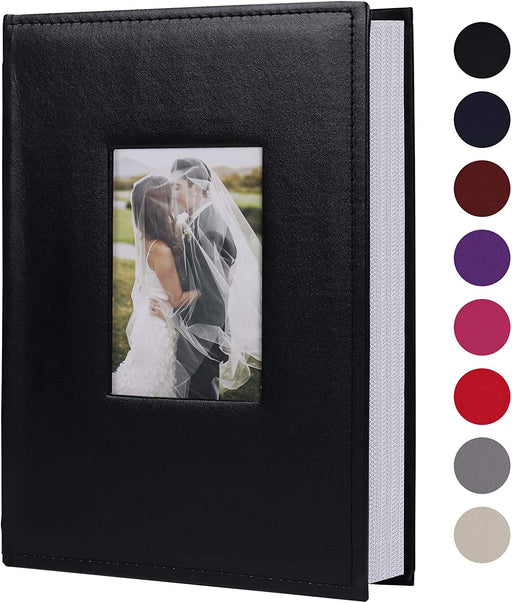 Photo Picture Album 4X6 300 Photos,Small Capacity Premium Leather Cover Wedding Family Photo Albums Holds 300 Horizontal Photos(Black)