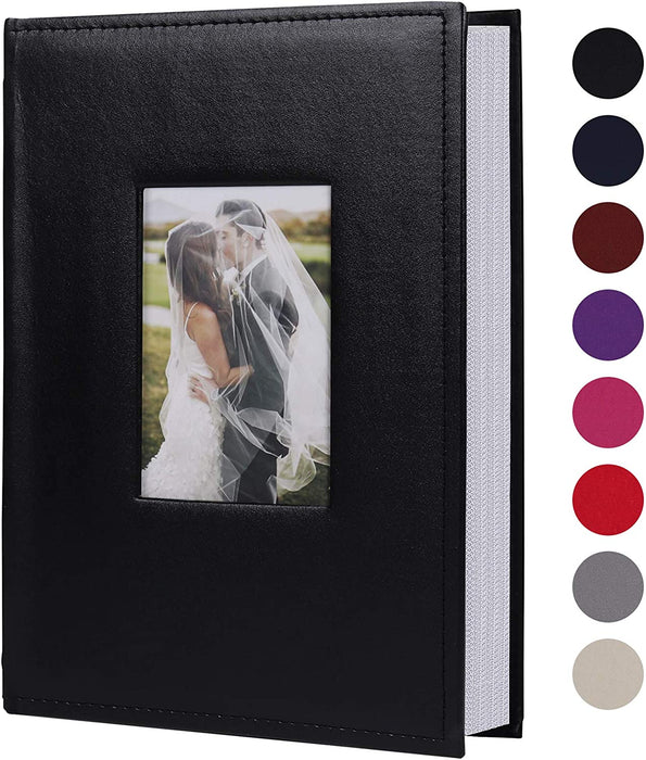 Photo Picture Album 4X6 300 Photos,Small Capacity Premium Leather Cover Wedding Family Photo Albums Holds 300 Horizontal Photos(Black)
