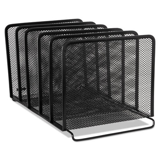 Rolodex Stacking Desktop Sorter, 5 Sections, Mesh Metal, Black