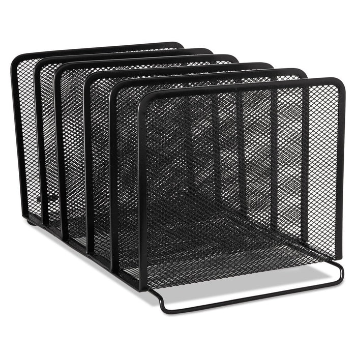 Rolodex Stacking Desktop Sorter, 5 Sections, Mesh Metal, Black