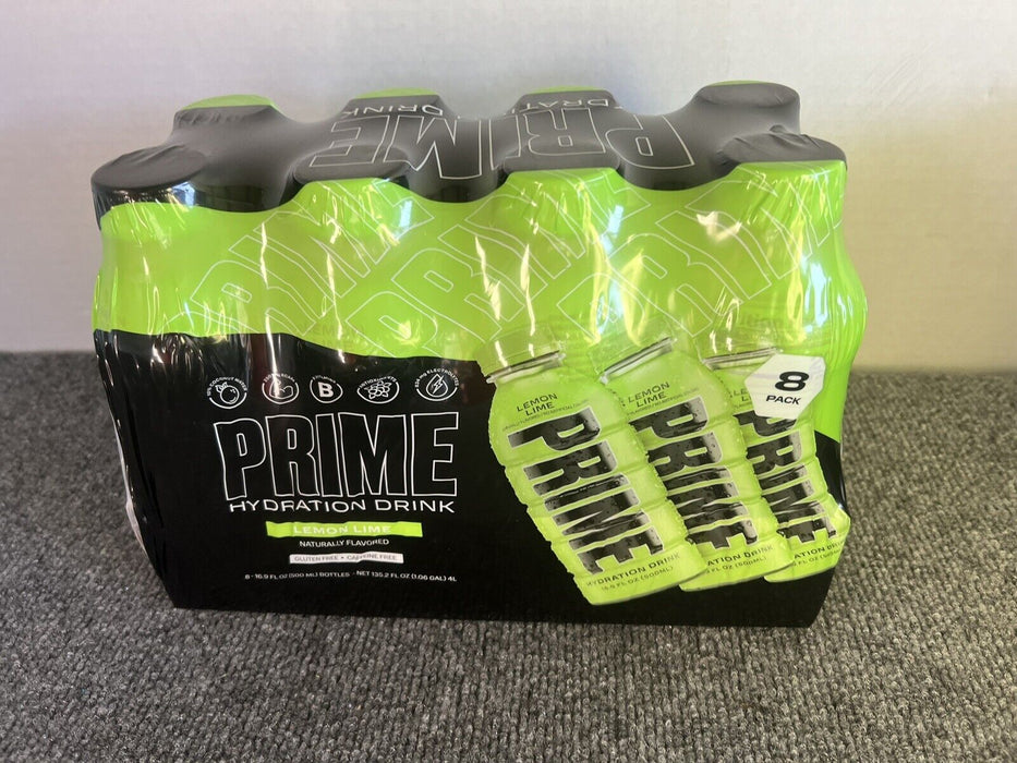 8 PACK NEW PRIME HYDRATION DRINKS LEMON LIME 16.9 OZ KSI & LOGAN