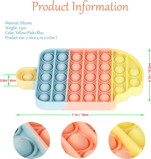 Livingcoral Fidget Toys, Pop Bubble Fidget Sensory Toy, Push Fidget Toy for Kids, Silicone Stress Toys (Ice Cream)