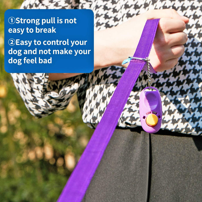 BAAPET 15 Ft 20 Ft 30 Ft 50 Ft 100 Ft Long Dog Training Leash for Dog Training, Play, Camping, or Backyard Lead with Training Clickers for Small, Medium and Large Dogs or Cats (30 Feet, Purple)