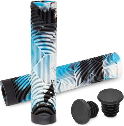 MTB BMX Scooter Grips - Handlebar Bicycle Grips for Flat Straight Bars like BMX, MTB, Scooter; Rubber Non-Slip Grip to Match Any Bike or Scooter