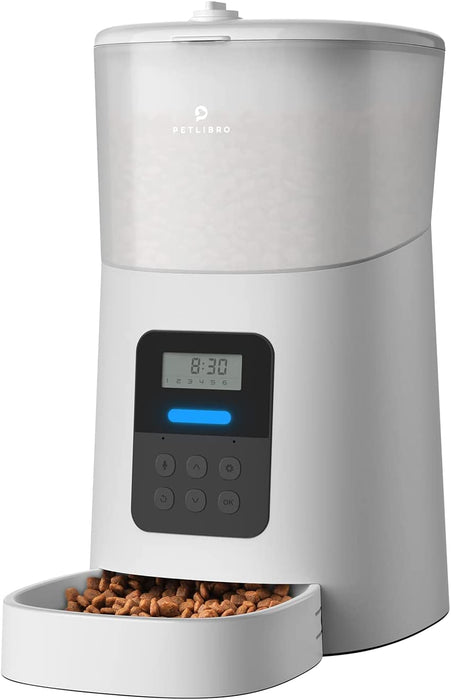 Automatic Dog Feeder, 6L Dog Food Dispenser with Twist Lock Lid, Timed Dog Feeder with Clog-Free Design & Low Food LED Indication, up to 50 Portion 6 Meals Daily for Dogs Cats Pets